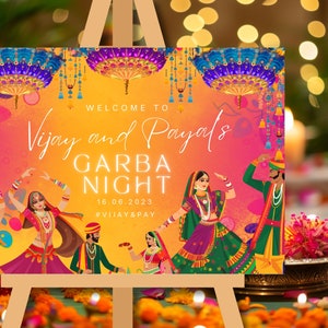 Beautiful Garba Night Sign for Garba Party | Garba Night Indian Sign | Garba Sign Board | Garba Welcome Sign | Colourful Garba Sign