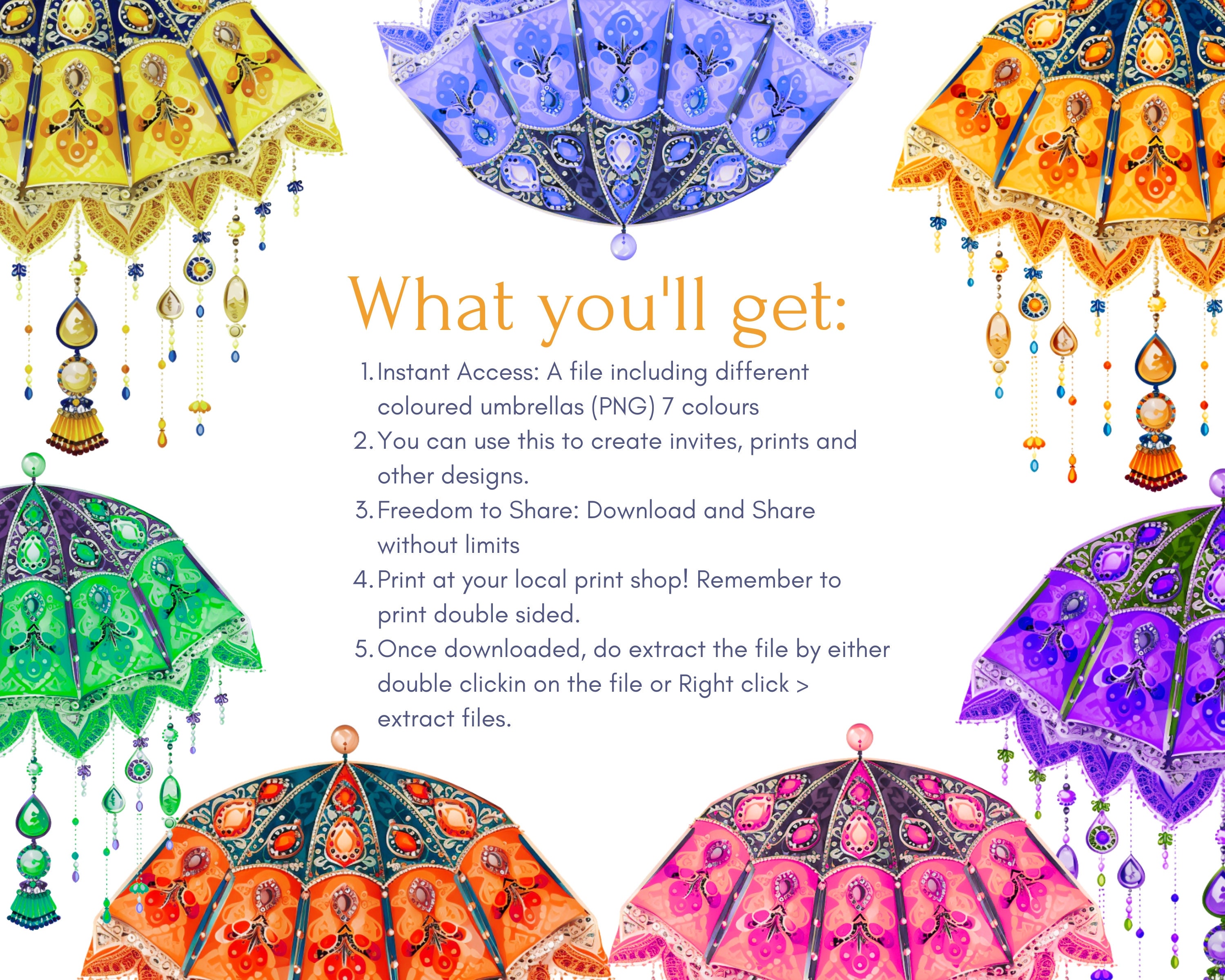 Indian Umbrella PNG | Desi Clipart | Mehndi Printable | Traditional ...