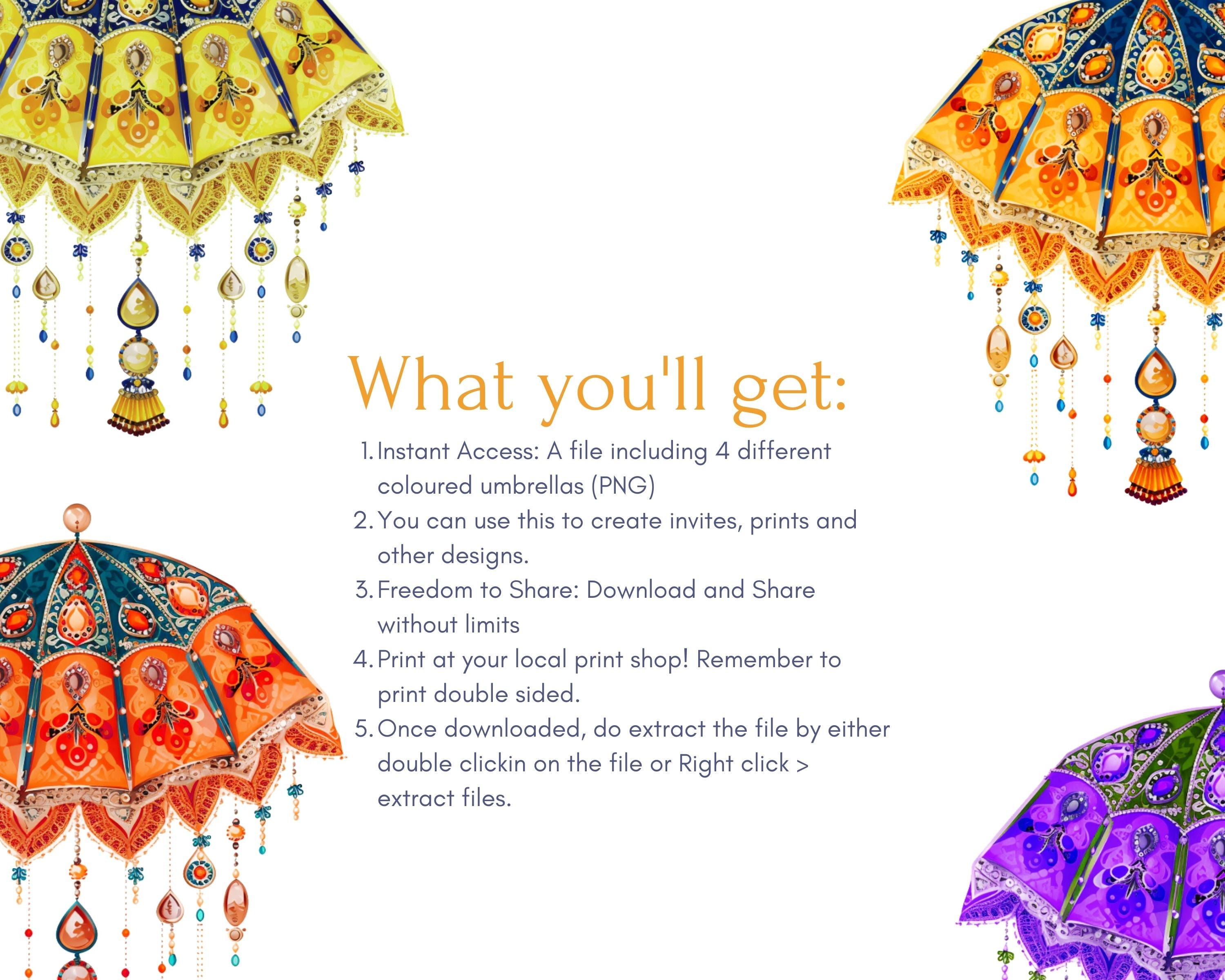 Indian Umbrella PNG Desi Clipart Mehndi Printable Traditional Indian ...