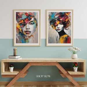 20 Woman Abstract Digital Print, Woman Abstract Art, Abstract Wall Art, Colorful Wall Art, Extra Large Wall Art, Digital Print, Woman Print