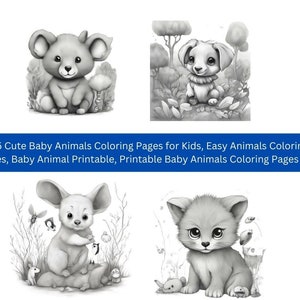 15 Cute Baby Animals Coloring Pages for Kids, Easy Animals Coloring Pages, Baby Animal Printable, Printable Baby Animals Coloring Pages Kids