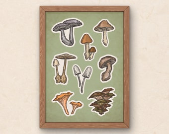 Mushroom Toadstool Print (A4)