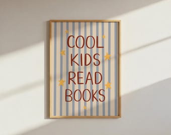 Cool Kids Read Books Print - Nostalgia Kids Room Decor