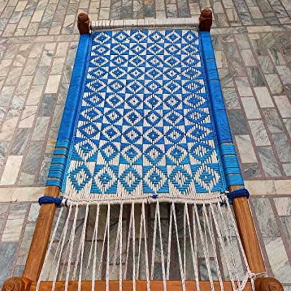 Traditional Indian khat Handcrafted wooden bed, Unique culture artistry bed , Rajasthani besi Punjabi style khat , Indian Charpai