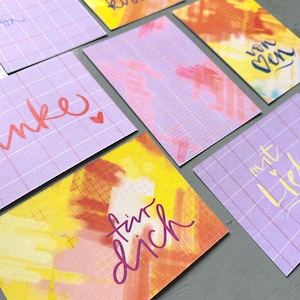Postkarten "bunt"/ A7 / Set / Recyclingpapier / Geschenkanhänger