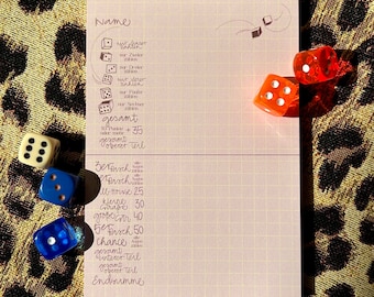 Game pad / dice game / A6 / 50 sheets / recycled paper