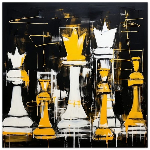 Poster jeu d'échecs - Pièces d'échecs style graffiti Basquiat