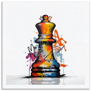 Printed canvas Chess piece - Queen graffiti style