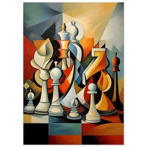 Premium Poster Cubist Style Chess Game - Matte Paper