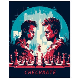 Chess game poster - Fight Club in front of a chess board
