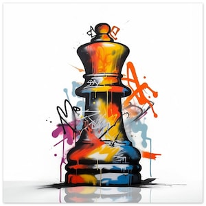 Premium Poster - Chess Piece - Queen Graffiti Style - Matte Paper
