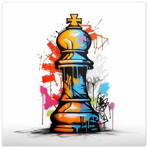 Premium Poster - Chess Piece - King Graffiti Style - Matte Paper