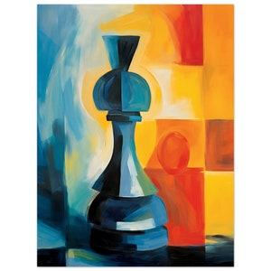 Chess game poster - Chess game pieces - painting style