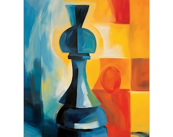 Chess game poster - Chess game pieces - painting style