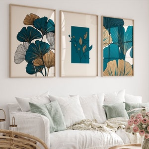 Flower Print Downloadable Wall Art Poster Digital Gallery Set, Mid Century Exhibition, Abstract Decor Boho Style