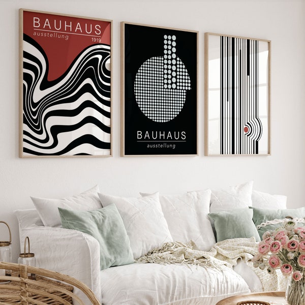 Bauhaus Print Downloadable Wall Art Poster for Your Digital Gallery Wall Set Featuring Mid-Century Exhibition with a Geometric Aesthetic