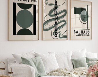 Bauhaus Geometric Art Prints, Mid Century Modern Gallery Wall Set (Digital Download)