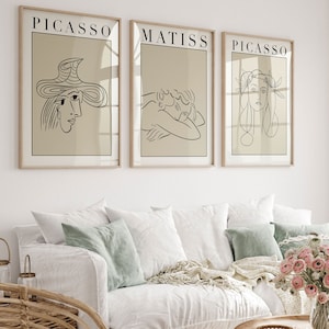 Matisse Picasso Print Downloadable Wall Art Poster Digital Gallery Wall Set with 3 Exhibition Ready Printable Mid Century Modern Pieces