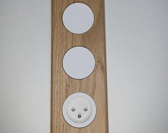 Plaque en bois triple pour interrupteur / prise, cache pour interrupteur