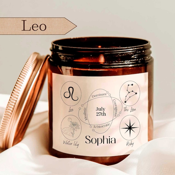 Leo Zodiac Candle Star Sign Candle Etsy
