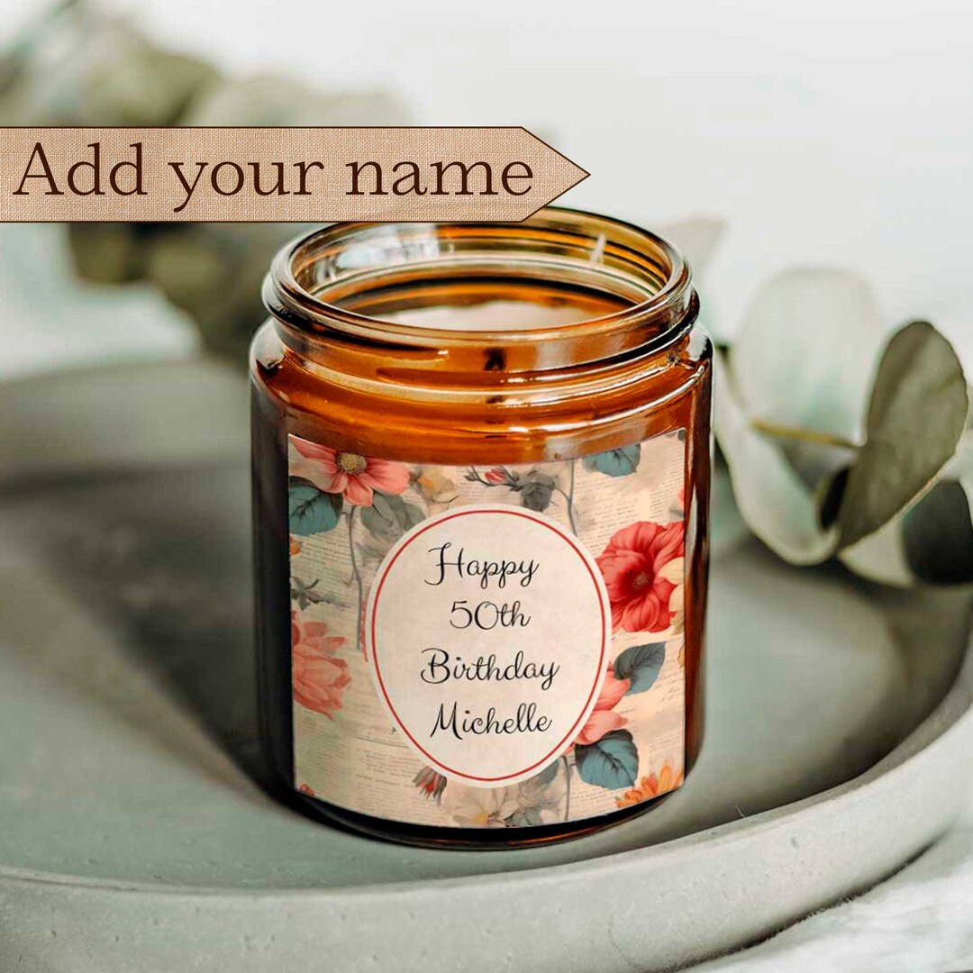 Personalized Birthday Candle With Name Custom Gift Wife Etsy