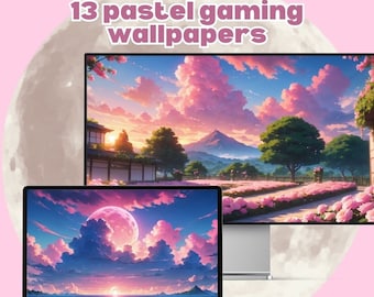Pastel Anime Cozy Gaming Desktop Wallpaper Background
