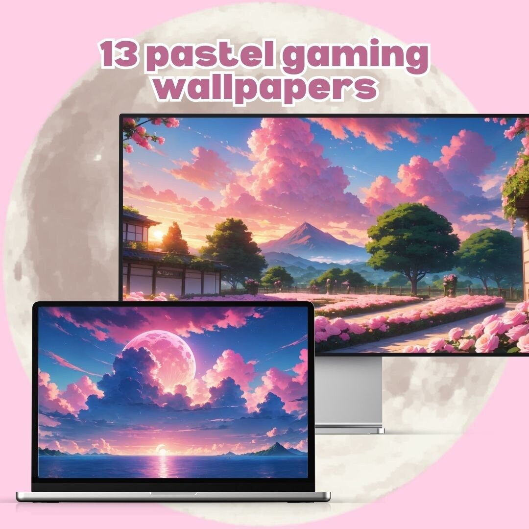 Pastel Anime Cozy Gaming Desktop Wallpaper Background - Etsy