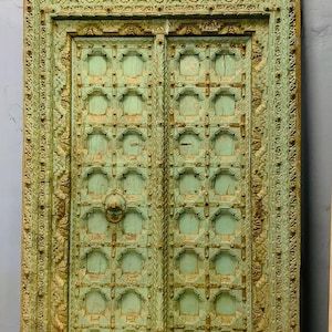 Wooden Hand painted Door, Decorative Entrance Doors, Gate for Palace, Old Rustic Wooden Handcrafted Door, Indian Door, Distressed Door