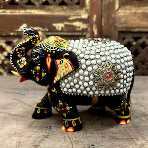Ceramic Elephant Knick Knack | Elephant Statue | Animal Figurine | Cute Decor | Small Object for Table Decor | Sculpture | Cute Animal Decor