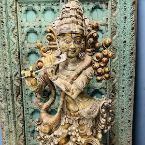 Old Wooden Krishna Statue, Flute Krishna, God of love, Hare Krishna Idol, Standing Krishna, Lord Vishnu, Krishna Sculpture, Home Décor,Gifts
