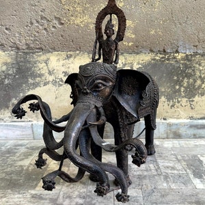 小さなブロンズ象の像 - 銅合金彫刻置物 - ヨーロッパで手作り 8 cm ...