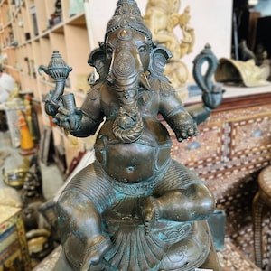 Lord Chola Ganesha Bronze Hand Carved Statue, Indian Bronze Art, Ganpati Idol, Hindu God Deity, Spiritual Idol, Chola Art Ganesha Sculpture