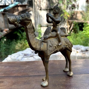 Antique Rustic Bronze Rajasthani Camel with man Statue, Thar Dessert Camel Figurine, Desk Decor, Decorative Statue, Wall Decor, Perfect Gift