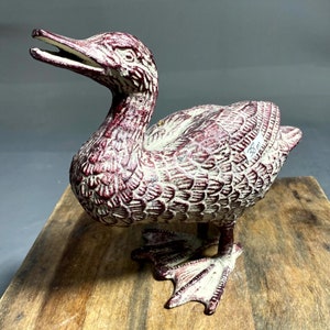 Brass Swan Ornament, Elegant Swan Sculpture, Graceful Bird Statue, Unique Swan Figurine, Painted Swan Statue, Garden Decor, Decorative Bird