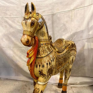 Wooden Bone Inlaid Horse,Decorative Bone Inlay Painted Horse Statue,Vintage Horse Lovers Gifts,Ethnic Collection,Animal Sculpture,Rare,Decor