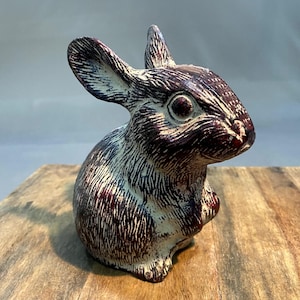Rustical Rabbit, Hand craved Rabbit, Wildlife Animal, Home desktop decor, Red Decorative Rabbit Sculpture, Garden Decor, Painted Rabbit