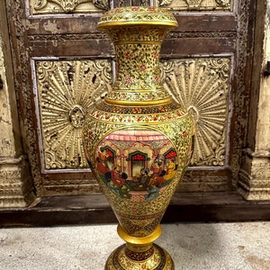 Knochen eingelegter dekorativer Topf, Indoor-Pflanzer, Mughal-Druckvase, Gartenzubehör, Terrasse- und Porchdekor, Hauptinnenraum, einzigartige Knochenvase