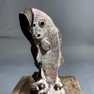 Brass Carving, Red Color Sculpture, Brass Fish, Garden Decor, Painted Fish Statue, Hand Carved Brass, Decorative Fish Statue, Fish Lover