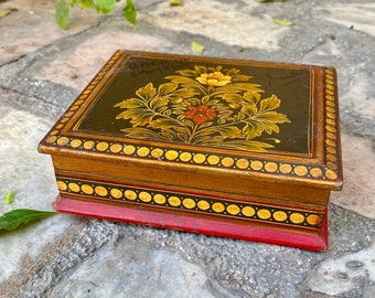 Geschilderde houten kist, spiegelschatkist, houten kist Keepsake Box, kleine schatkist, houten sieradendoos, geheugendoos, sieradenorganisator, geschenken
