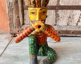 Hand Carved Wooden 4 Owl Figurine for Good Luck and Prosperity