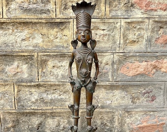 Rudra Shiva oud bronzen standbeeld, Dhokra-kunst, ebbenhouten figuur, tribale kunst, Shiva-kunstcadeau, traditionele kunst, verzamelobject, basterdkunst, woondecoratie