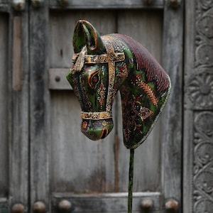 Old Carved Wooden Horse Bracket on Stand Statue, Old Art Piece, Animal Sculpture, Horse Lover Gift, Painted Horse, Indian Handicraft Decor