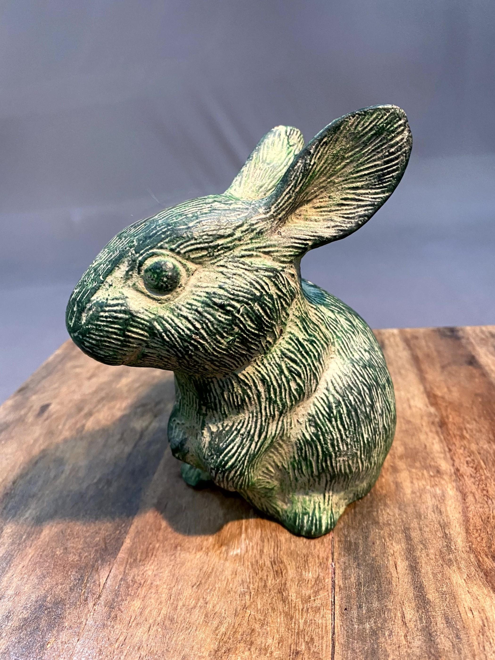 Green Decorative Rabbit Sculpture, Garden Decor, Painted Rabbit ...