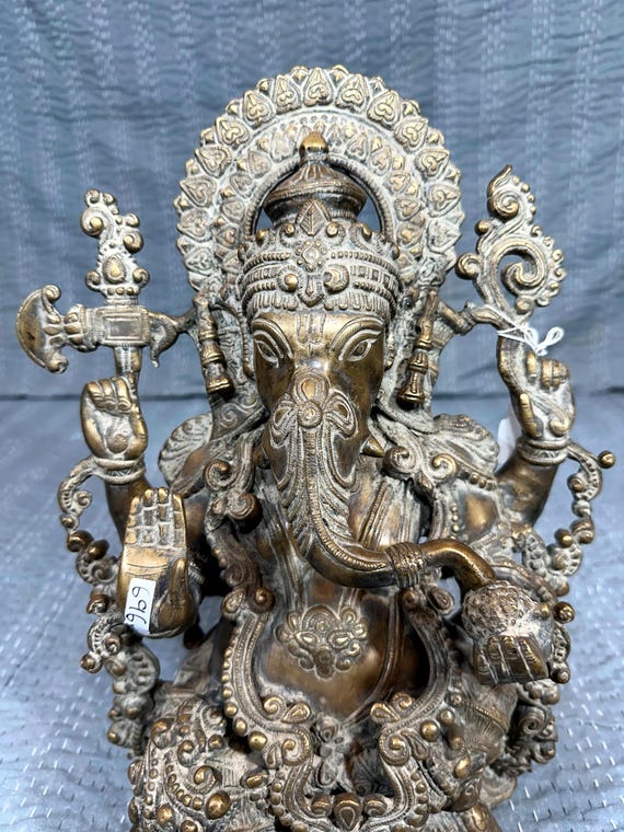 ガネーシャ神ブロンズ彫刻像、インドのブロンズアート、ガンパティ