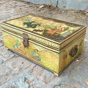 Antike Bone Inlay Box, Mughal Ära Kunstwerk, Aufbewahrungsbox, Bone Intarsien Box, Muttertagsgeschenk, Sammlerstück, Andenken Box, Schmuckbox