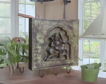 Warrior gesneden fotolijstje sleutelhouder, sleutelhouder, houten paneel met sleutelhaken, houten sleutelhouder voor muur, sleutelrek, sleutelhanger