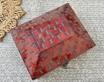 Scatola di gioielli rossa artigianale, custodia di gioielli artigianali in legno di palissandro, scatola dei ricordi, scatola di gingilli, regalo per la festa della mamma, scatola di immagazzinaggio, decorazioni per la casa