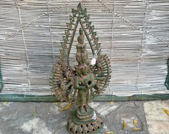 Buddhist God Idol, Bronze 1000 Arm Avalokiteshvara Bodhisattva Statue, Tibetan Buddhist Deity, Collectible Art, Hand Carved,Meditation Decor