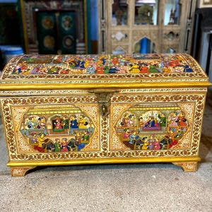 Mughal-Ära Kunstwerk Knochen Inlay Box, Holz Schmuckschatulle, Aufbewahrungsbox, Knochen eingelegte Box, Muttertagsgeschenk, Sammlerstück, Aufbewahrungsbox, selten