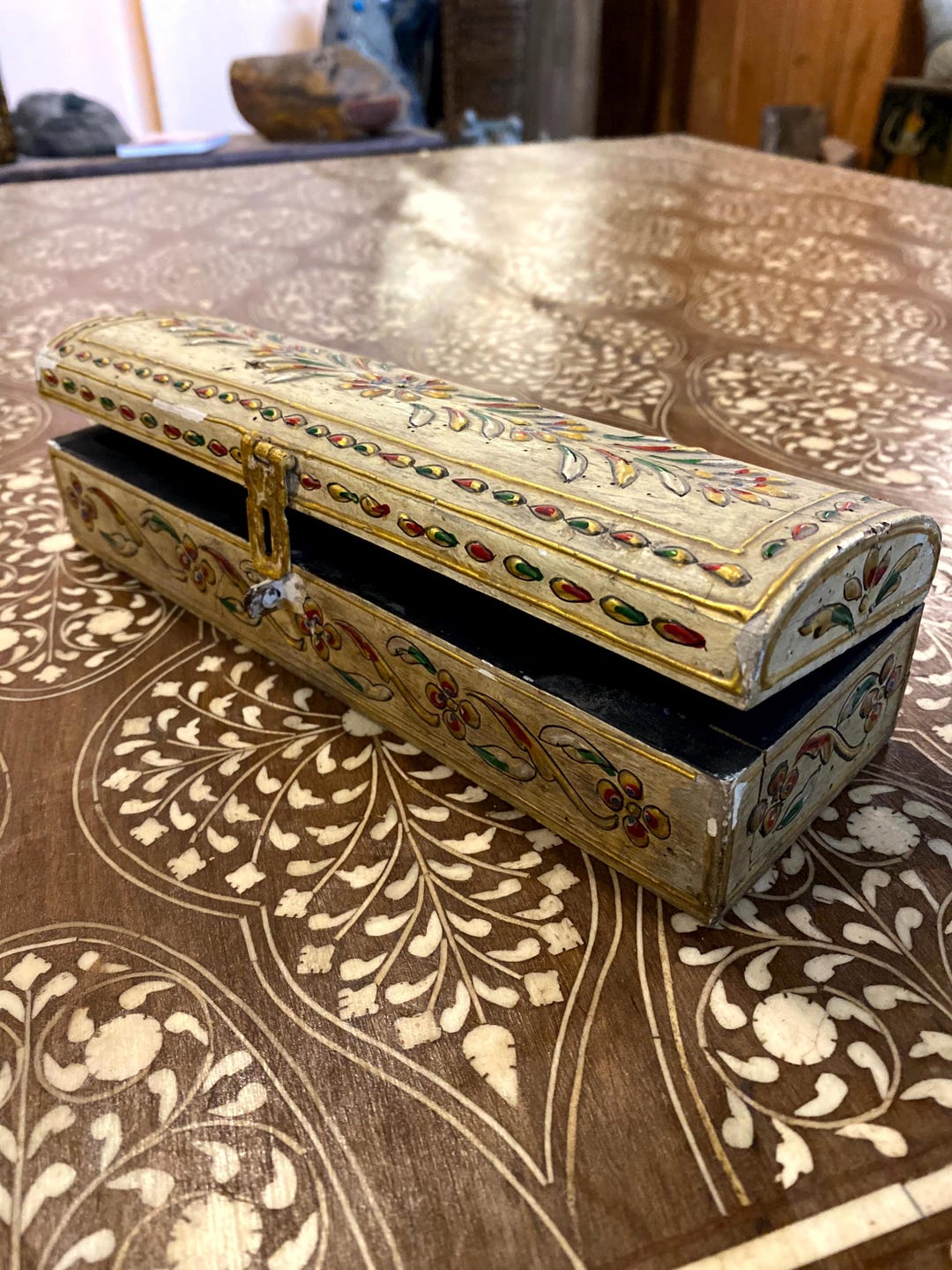 Bone Inlay Pen/pencil Box, Stationery Supplies, Vintage Art Decorative ...